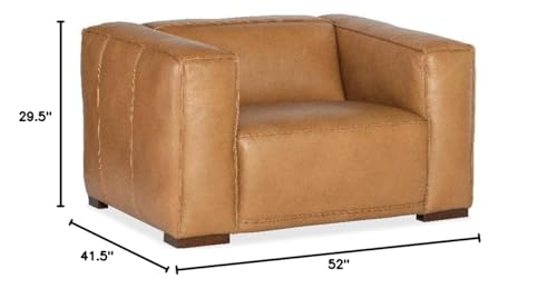 Sillón con brazos anchos cuero marrón Caramelo miniatura 2