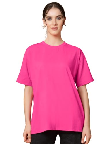 Image of LEOTUDE Women's Drop Shoulder Oversized Baggy Fit Half Sleeve Plain Solid Round Neck Multicolor T-Shirt Combo for Women's (Pack of 3)