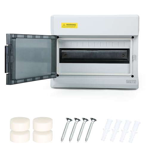 Jadeshay Caja de Distribución,12 Módulos Caja Cuadro Electrico de Superficie Impermeable IP65 Caja de Fusibles Eléctrica para Jardín Interior y Exterior