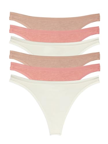 Image of Felina Women's Organic Cotton Thong Underwear, 6-Pack