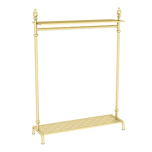 Garderobenständer Golden Coat Rack Home Kleiderbügel Nordischer Stil Einfache Kleiderstange Horizontaler Kleiderständer Mit Doppelschichtaufbewahrung (Color : Gold, Size : 120x40x165cm) Happy Life Cover