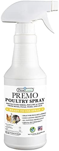 Poultry Spray by Premo Guard – Treat Mites, Fleas, Flies, and Lice – Fast Acting & Effective – Chicken, Turkey, Waterfowl, and Birds – Best Natural Protection for Control & Prevention – 32 oz