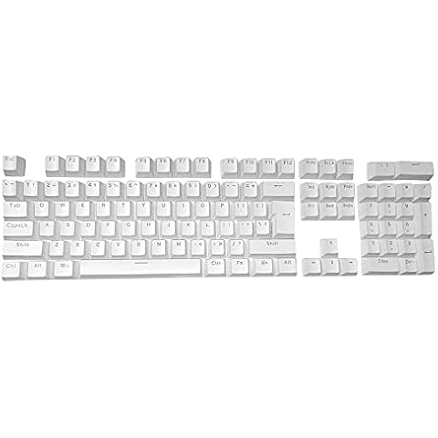 Feicuan Universal 104 Keyset Keycap ABS Colorful Backlit Replacement Key Cap Cover for Mechanical Keyboard - White Cover