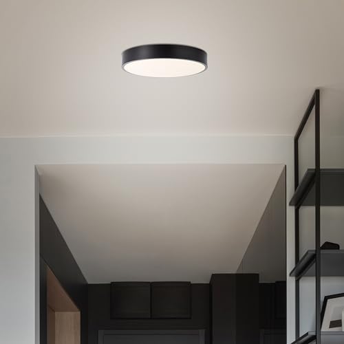 Plafonnier LED 24W Lightbox Basic avec cadre noir fin et design plat de 33cm