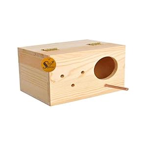 Sage Square Natural Wood Mountable BirdS Nest Cum Breeding Box with Perch for Cockatoo, Macaw, African Grey Bird