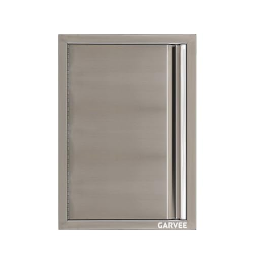 Outdoor Kitchen Door, Garvee 17 in W X 24 in H BBQ Access Door Brushed Stainless Steel, Single BBQ Access Door for BBQ Island Grilling Station 17"W x
