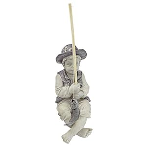 Design Toscano Frederic the Little Fisherman of Avignon Boy Fishing Garden Statue, 15 Inch Tall, Cast Stone Resin, Two Tone Stone Finish Design Toscano Frederic the Little Fisherman of Avignon Boy Fishing Garden Statue 15 Inch Tall Cast Stone Resin Two Tone Stone Finish