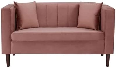 Photo 1 of GIA Furniture Home Series Mid-Century Modern 57.28" Wide Velvet Square Arm Loveseat with Stripe Back,Pink