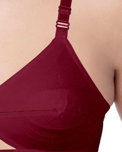 Image of Brida Sajini Women's Cotton Round Stitch Bra | Full Coverage | Single Layered | Non-Padded | Wireless | Saree Bra for Heavy Bust | Daily Use | Combo