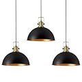 ElilyGiA 12 Inch Black Farmhouse Pendant Lights for Kitchen Island Industrial Pendant Lighting Adjustable Height Vintage Dome Hanging Light Fixtures for Barn, Dining Room 3 Packs