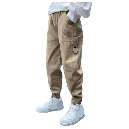 Boys Baggy Cargo Pants Kids Elastic Waist Relaxed Fit Joggers with Pockets Hip Hop Fall Outfit Streetwear