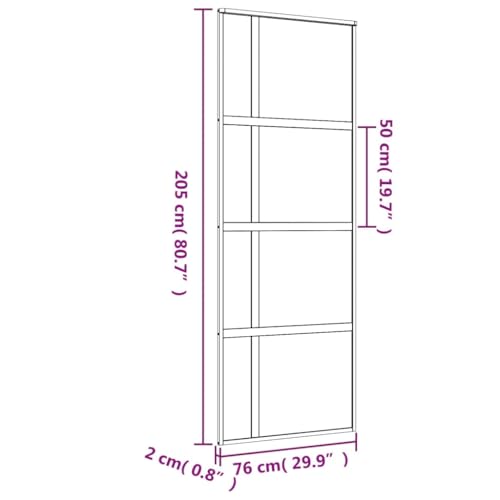 Vidaxl Porta Scorrevole Dorata 76X205 Vetro Smerigliato Esg Alluminio - 8