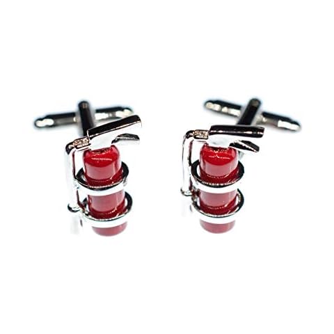Miniblings Feuerlöscher Feuerwehr Manschettenknöpfe - Handmade I Manschettenknopf Cufflinks Hemdknöpfe I schöne Holzbox inklusive Cover