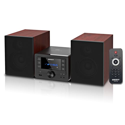 WISCENT Bluetooth Stereo System 40W for Home, CD Player with Wireless Streaming, MP3/USB/Audio in/FM Radio, Powerful Home Audio Sound System