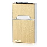 ENWAN ライター付きタバコケース 20本収納 電熱式 無火 防風 メンズ レディース 充電可能 シガレットケース おしゃれ (普通サイズ（セブンスター等対応）, ゴールド)