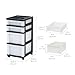 IRIS USA Plastic Drawer Storage Organizer Rolling Cart, with Wheels Casters, 4-Drawers, for Classroom Art Craft Supplies Dresser Closet Bathroom Laundry Room, Black/Pearl