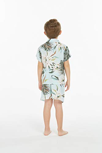 Image of Wispy Cereus Light Blue Family Matching Hawaiian Clothes | Family Matching Outfits • Soft Rayon Fabric • Tropical Floral Print • Vacation Ready • Luau Party Wear
