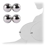 Fake Nipple Bar Magnetic Nipple Rings - Silver Non Piercing Fake Nipple Piercing Nipple Jewelry False Breast Clamps for Women (4pcs,0.28in /7mm)