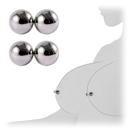 Fake Nipple Bar Magnetic Nipple Rings - Silver Non Piercing Fake Nipple Piercing Nipple Jewelry  Breast Clamps for Women (4pcs,0.28in /7mm)