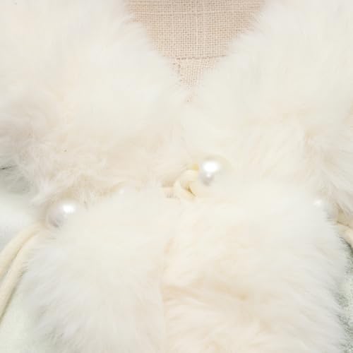 FEESHOW Women Fuzzy Shawls Wraps Chinese Style Wedding Bridal Cape Cloak with Faux Pearls Button4