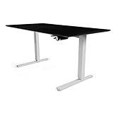 Humanscale Height Adjustable Sit-Stand Float Desk Base & Top: Mounted Crank - Knife Table Edge Profile -Silver Base/Black Top