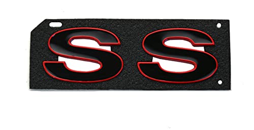 Image of SSDD 2pcs (Pair) SS Fender Emblems Replacement for 96-02 Camaro SLP SS Badge New Reproduction 12369966R (Black /Red)