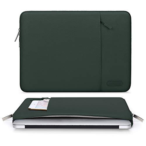 Mosiso Laptop Sleeve Bag Compatible With Macbook Air/Pro, 13-13.3 Inch Notebook, Compatible With Macbook Pro 14 Inch 2023-2021 A2779 M2 A2442 M1, Polyester Vertical Case With Pocket, Midnight Green #TOP1