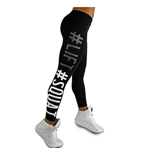 VPASS Mujer Pantalones,Elásticos Impresión de Letras Pantalones de Yoga Mujer Fitness Mallas Gym Yoga Slim Fit Pantalones Largos Pantalones Leggings Cintura Alta Deportivos Running Fitness Pantalon Cover