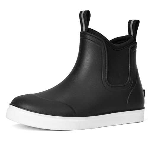 ZCVQX Women's Deck Boots Waterproof Ankle Rain Boots Outdoor Fishing Garden Boots for Women Anti-Slip Lightweight Comfortable Work Shoes Black, Size 7.5