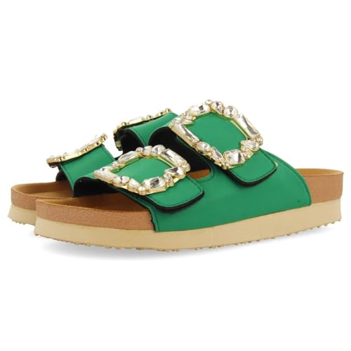 GIOSEPPO Sandalias Verdes Estilo Bio con Adorno Joya para Mujer ADERKLAA