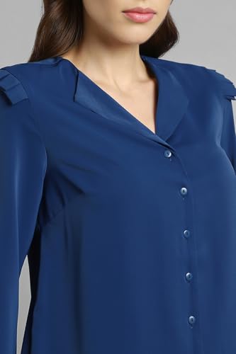 Image of Van Heusen Women Polyester Regular Fit Solid Full Sleeve Casual Shirt