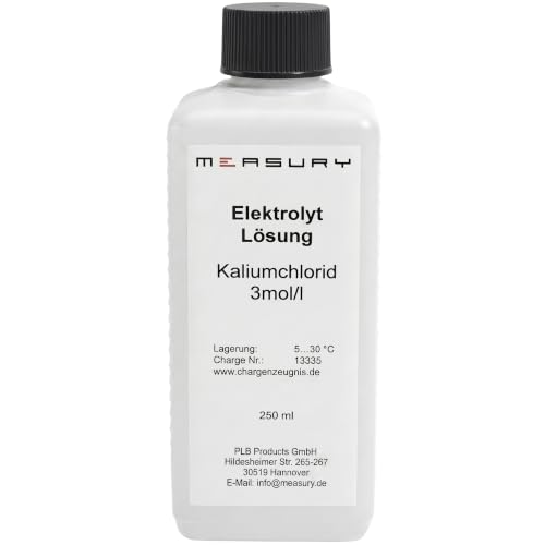 Measury KCL Lösung 3 mol/l - KCL Aufbewahrungslösung pH Elektrode - Kaliumchlorid Lösung/Elektrolytlösung für pH Sonde, pH Messgerät & Redox Elektroden