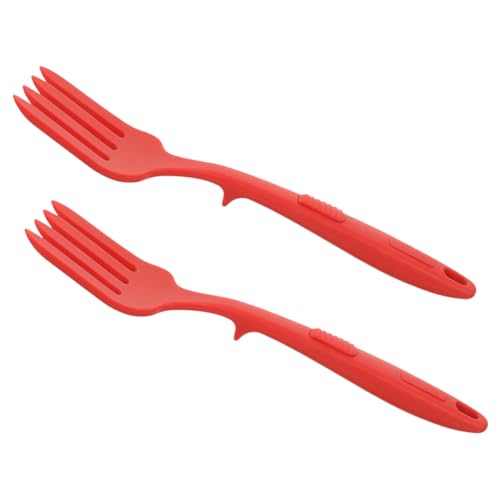 STOBAZA 2Pcs Ergonomic Silicone Cooking Fork Large Salad Mixing Fried Noodle Forks for Home Gadgets for Families and Restaurants
