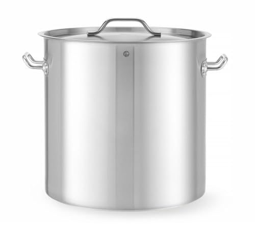 HENDI Olla de cocina con tapa, de gran capacidad: 50L, fondo de inducción continuo, apta para todas las fuentes de calor y el lavavajillas, ø400x(H)400mm, acero inoxidable