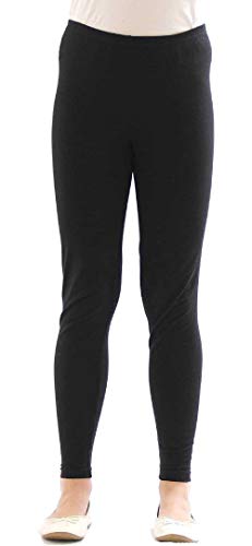 Image of Baba & Baby Premium Soft Cotton Kids Girls Long Length Leggings (14-15 Years, Black)