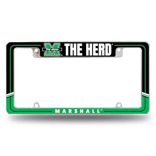 Rico Industries NCAA Marshall Thundering Herd Two-Tone 12" x 6" Chrome All Over Automotive License Plate Frame for Car/Truck/SUV