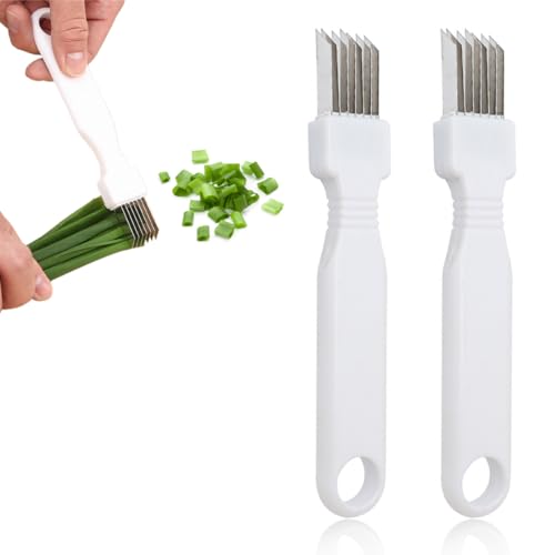EIHI 2 pezzi Coltello da cipolla verde, coltello da triturazione, gadget da cucina multifunzionale, adatto per affettare cipolle verdi, erba cipollina