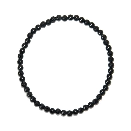 BANANE LAB Black Tourmaline Beaded Bracelet with Mystery Polished Crystal Pendant - 4mm Real Natural Gemstone Beads for Women Men - Negative Energy Protection Gift for her him - Fits 6.75 Wrist