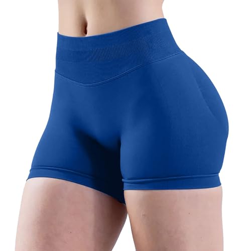 Generisch Pantalones cortos de yoga para mujer, cintura alta, pantalones cortos de fitness para mujer, control de abdomen, sin costuras, pantalones cortos de secado rápido, pantalones de ciclismo