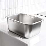 WAGENSTEIGER Portable Washing-up Bowl 10Liter / 2.64Gal, Large Stainless Steel Dishpan, Multipurpose Kitchen Basket, Dish Tub, Vegetable Washing Basin, Vanlife Essentials, Kitchen Sink Bowl