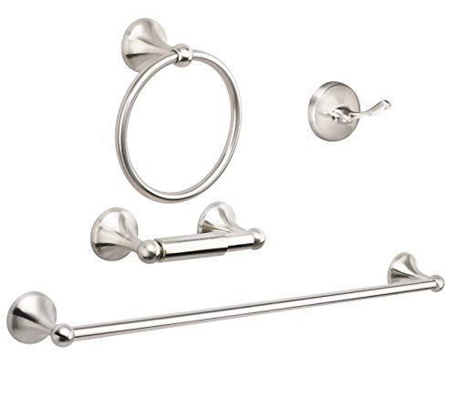 Ushower Satin Nickel Bathroom Hardware Set, Includes 24 Inch Bath Towel Bar, 4 Piece #TOP30