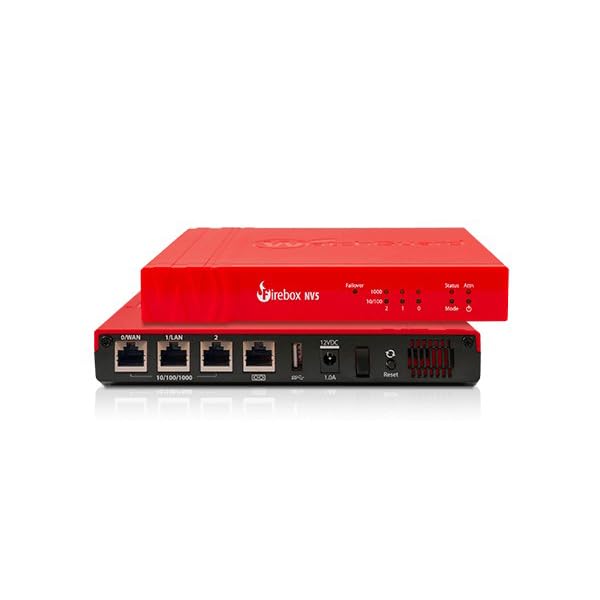 Image of WatchGuard Firebox NV5 Network Security Appliance - Firewall, VPN, Intrusion Prevention, 250 Mbps Throughput, 5 Gigabit Ethernet Ports, Ideal for Small Offices and Remote Work (WGNV5000+WGNV50065)