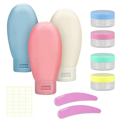 Travel Bottles Set for Toiletries BOZILY 10Pcs TSA Approved Travel Containers Leak Proof Squeezable Travel Accessories with Labels for Shampoo Conditioner Lotion Body Wash Cosmetic Makeup Cover