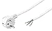 Produktbild kab24® Schutzkontakt Stromkabel Netzkabel (3m, Weiss Schutzkontakstecker gewinkelt auf offene Enden)