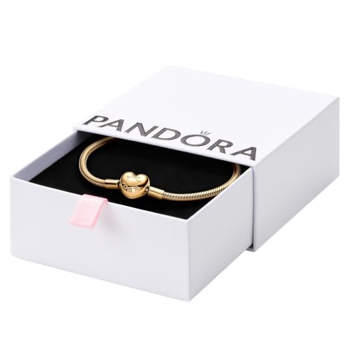 PANDORA Moments Engravable Heart Clasp Snake Chain Bracelet, 7.1"