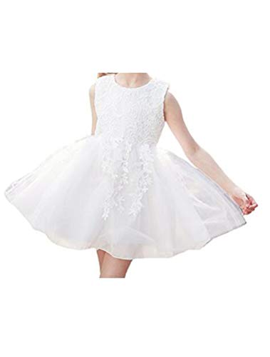 Mallimoda Girl's Lace Tulle Flower Princess Wedding Dress for Toddler and Baby Girl3