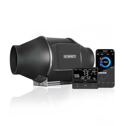 AC Infinity CLOUDLINE T4, Quiet 4” Inline Duct Fan with Thermostat Speed Control - Ventilation Fan Exhaust Fan for Heating Cooling Booster, Grow Tents, Hydroponics