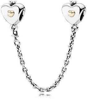 CWOne Designs Safety Chain Collection Bracelet Charms Authentic S925 Sterling Silver Safety Chain Stoppers for Charm Bracelets with Gift Pouch