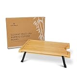 Vendiferous Natural Bamboo Cutting Board - Chopping Tray with Folding Legs - Adjustable Raised Meal