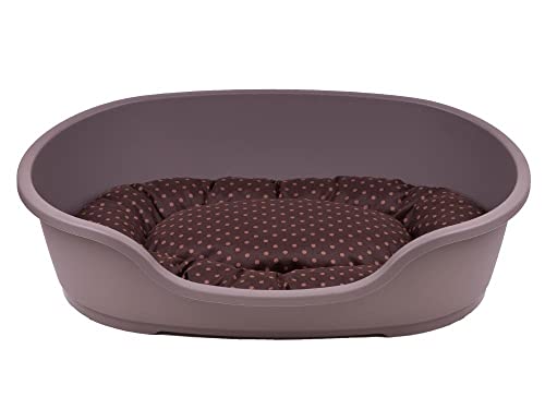 adena Hundekorb 110 x 74 cm Taupe + Kissen Tupfen braun